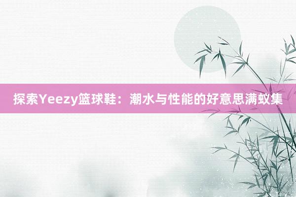 探索Yeezy篮球鞋：潮水与性能的好意思满蚁集